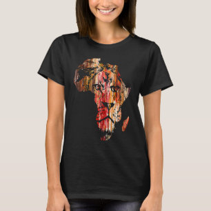 Afrika-Karte Löwenkopf Gesicht Afrikanische Safari T-Shirt