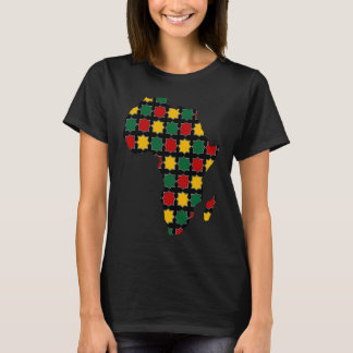 Afrika-Karte mit grünen, gelben und roten Farben T-Shirt