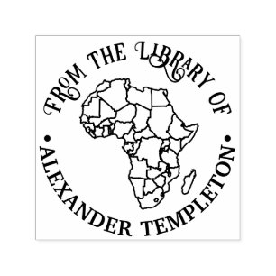 Afrika-Karte mit Ländern „Aus der Bibliothek von“ Permastempel