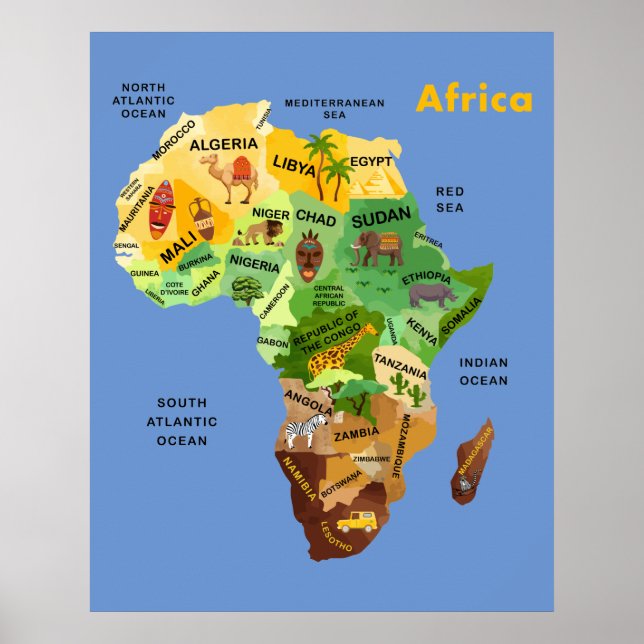 Afrika-Karte-Poster Poster (Vorne)