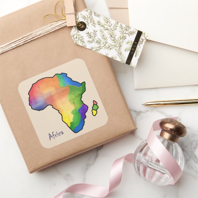 Afrika-Karte Quadratischer Aufkleber (Schenken)