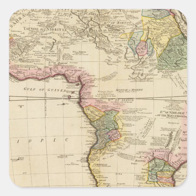 Afrika-Karte Quadratischer Aufkleber (Vorderseite)