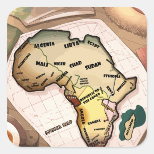 Afrika-Karte Quadratischer Aufkleber