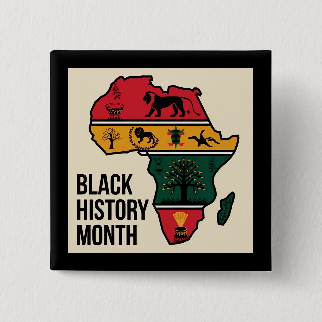 Afrika Karte Schwarzgeschichte Monat Button (Vorderseite)
