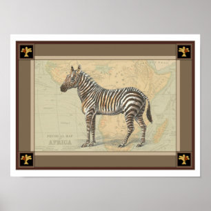 Afrika-Karte und ein Zebra Poster