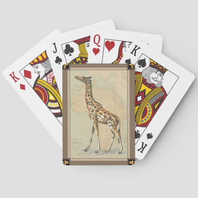 Afrika-Karte und eine Giraffe Spielkarten (Rückseite)