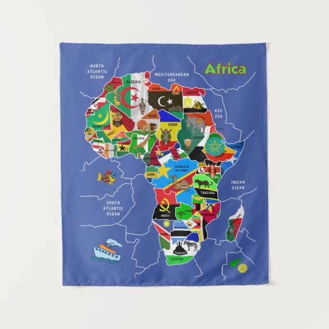 Afrika-Karte Wandteppich (Vorderseite)