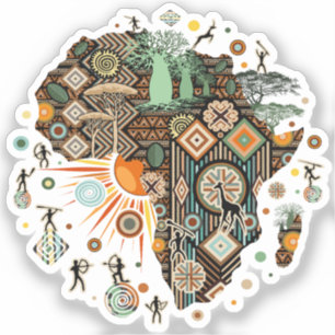Afrika-Karten-Dekorative-Stammes-Elemente-Muster Aufkleber