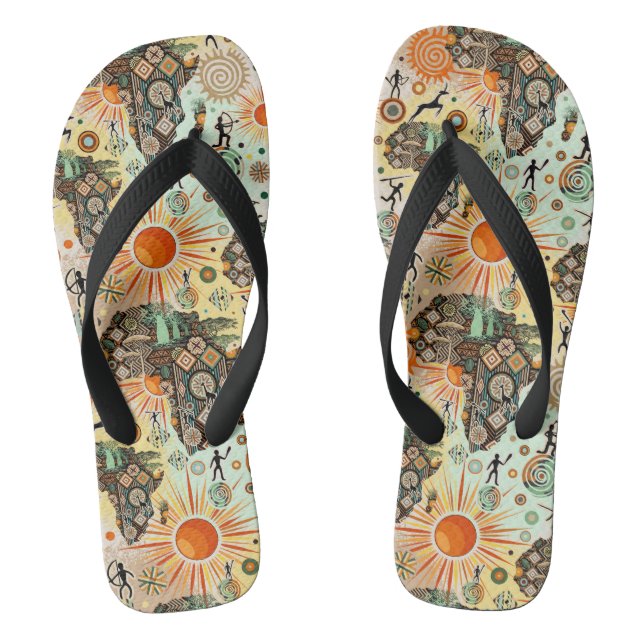 Afrika-Karten-Dekorative-Stammes-Elemente-Muster Flip Flops (Fußbett)