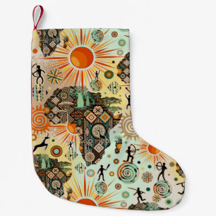 Afrika-Karten-Dekorative Stammes-Elemente-Muster Kleiner Weihnachtsstrumpf