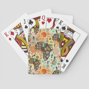 Afrika-Karten-Dekorative-Stammes-Elemente-Muster Spielkarten