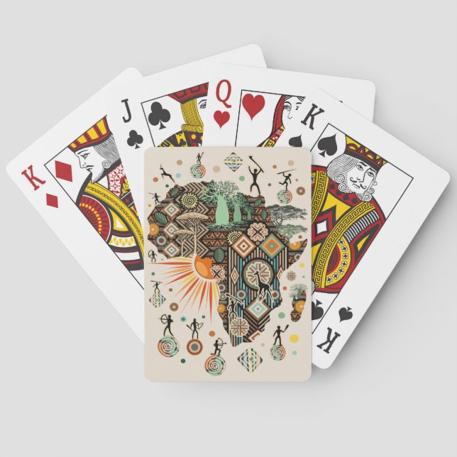 Afrika-Karten-Dekorative Stammes-Elemente-Muster Spielkarten (Rückseite)