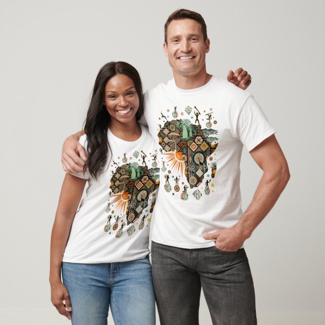 Afrika-Karten-Dekorative-Stammes-Elemente-Muster T-Shirt (Unisex)