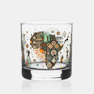 Afrika-Karten-Dekorative-Stammes-Elemente-Muster Whiskyglas