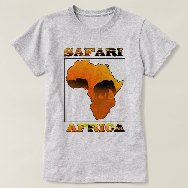 Afrika-Karten-Safari-T-Shirt mit Elefanten T-Shirt (Design vorne)