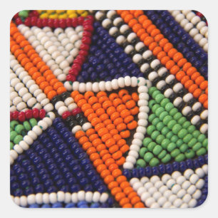 Afrika, Kenia. Maasai Tribal Beads Quadratischer Aufkleber