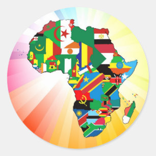 Afrika Kontinent Flagge Karte 2 Runder Aufkleber