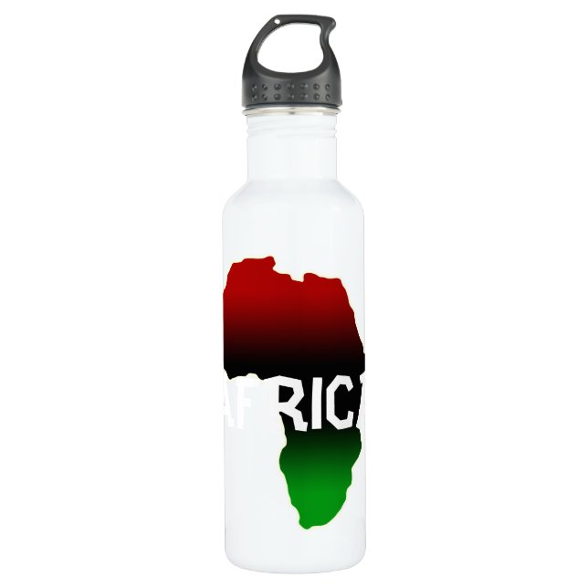 Afrika-Kontinent in Rotem, in Grünem u. Schwarzes Edelstahlflasche (Vorderseite)