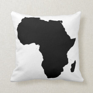 Afrika-Kontinent-schwarzes u. weißes überfüllte Kissen