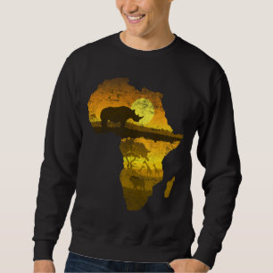 Afrika Kontinent Sunset Rhinoceros Safari Sweatshirt