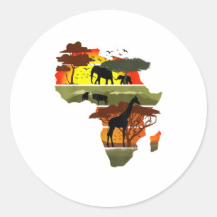 Afrika Kontinent Sunset Safari Natur Wildes Leben Runder Aufkleber