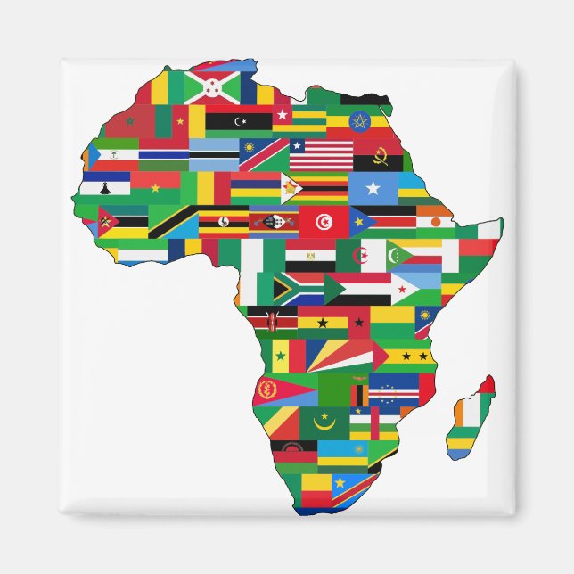 Afrika Kontinentale Länder Flaggenstaaten Magnet (Vorne)