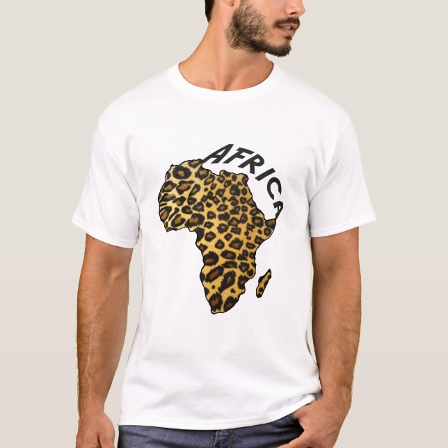 Afrika-Leopardkarte Leopard-Tierdruck T-Shirt (Vorderseite)