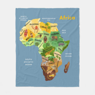 Afrika Map Artwork Fleecedecke