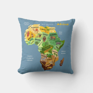 Afrika Map Artwork Kissen