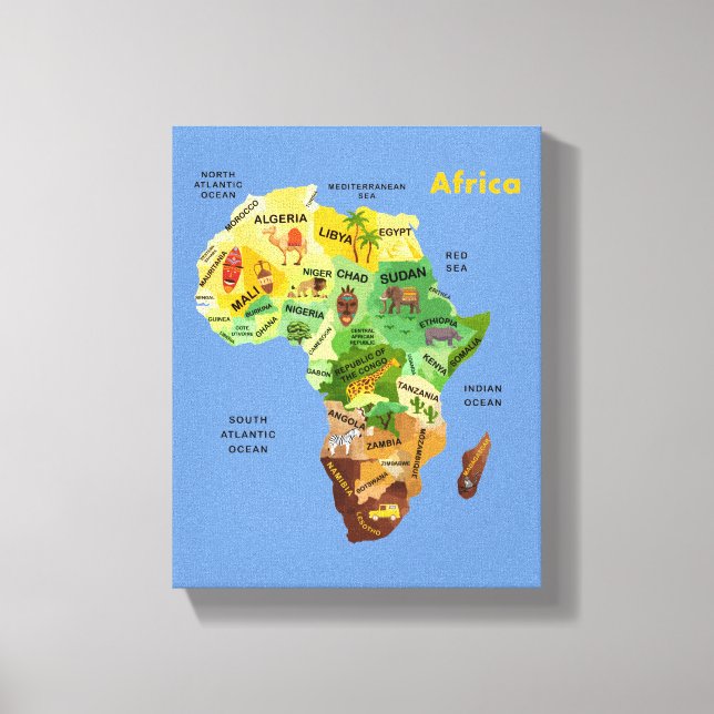 Afrika Map Artwork Leinwanddruck (Vorderseite)