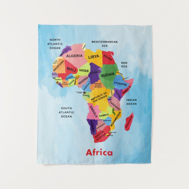 Afrika Map Artwork Wandteppich (Vorderseite)