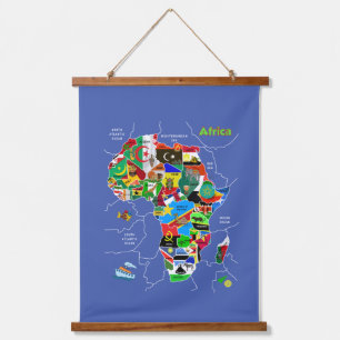 Afrika Map Hanging Tapestry Wandteppich Mit Holzrahmen