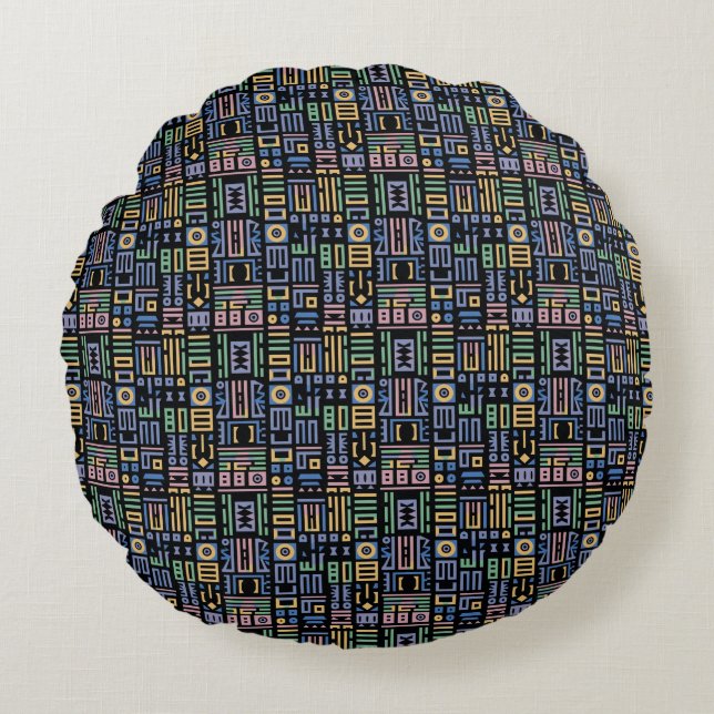Afrika Mudcloudmuster abstrakt moderne Kunst 1 Rundes Kissen (Vorderseite)