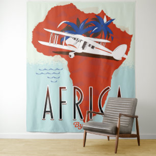 Afrika per Flugreiseplakat Wandteppich