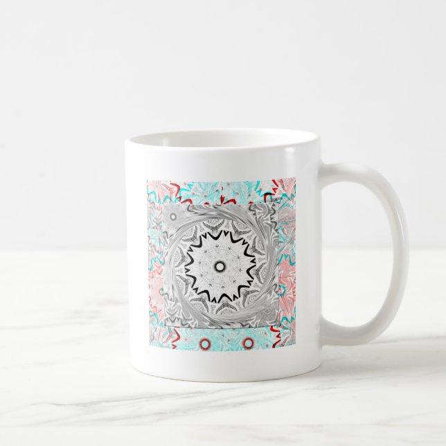 Afrika Pink Cyan Geometrie Kaffeetasse (Rechts)