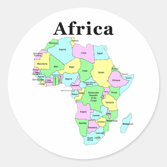 Afrika - Politische Karte Runder Aufkleber (Vorderseite)