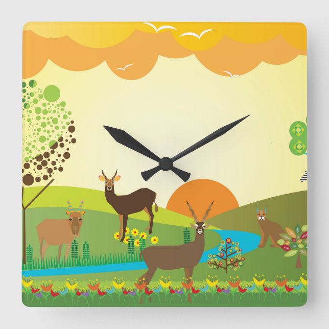 Afrika Quadratische Wanduhr (Vorderseite)