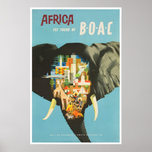 Afrika-Reiseposter Afrikanische Kunst BOAC Airline Poster