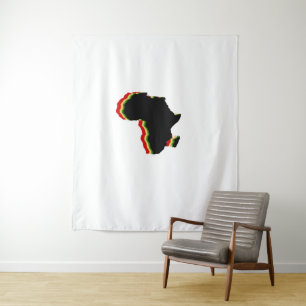 "Afrika" - Rot, Gold und Grün Wandteppich