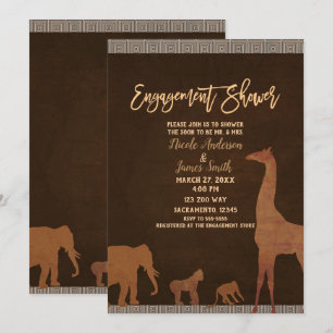 Afrika Safari Dschungel Zoo Braun Verlobung Hochze Einladung