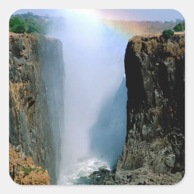 Afrika, Sambia, Victoria Falls National Park. Quadratischer Aufkleber (Vorderseite)