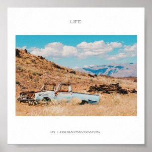 Afrika Savanne Gras Auto Berge Leben Poster