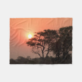 Afrika Sonnenuntergang Bäume Naturlandschaften Him Fleecedecke