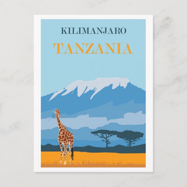 Afrika Tansania Mount Kilimanjaro Vintage Travel Postkarte (Vorderseite)