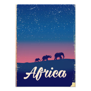 Afrika Vintage Elefanten Reiseplakat Fotodruck