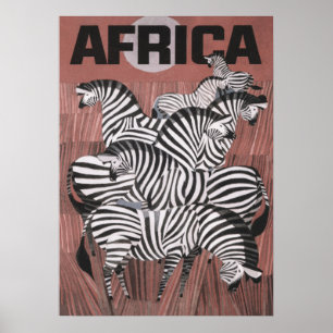 Afrika Vintage-Reiseposter, Zebrawandkunst Poster
