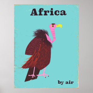 Afrika Vulkan Vintages Flugplakat Poster