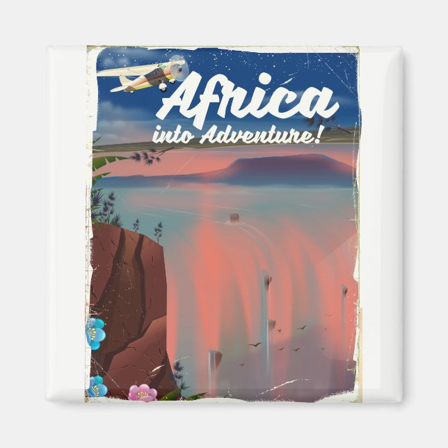 Afrika-Wasserfall-Abenteuerposter Magnet (Vorne)