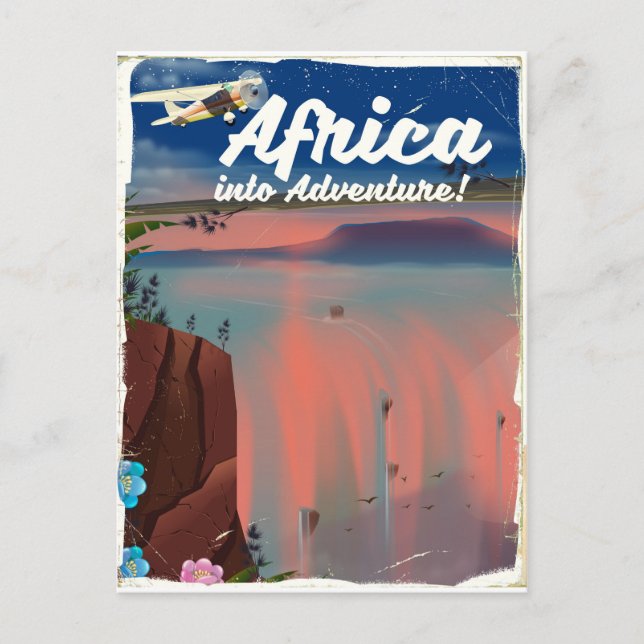 Afrika-Wasserfall-Abenteuerposter Postkarte (Vorderseite)