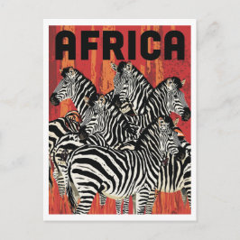 Afrika-Zebra-Safari-Vintage-Kunst Postkarte